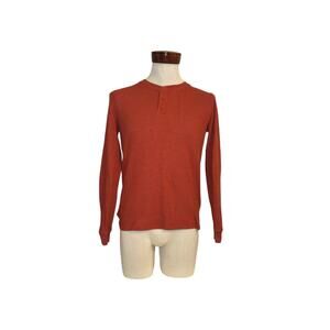 George mens orange waffle knit Henley sz S